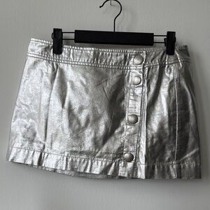 Silver Button-Front Women's Skirt